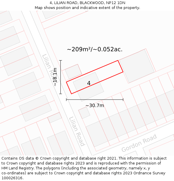 4, LILIAN ROAD, BLACKWOOD, NP12 1DN: Plot and title map