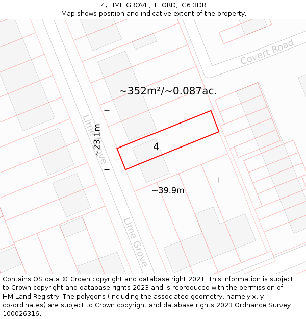 4, LIME GROVE, ILFORD, IG6 3DR: Plot and title map