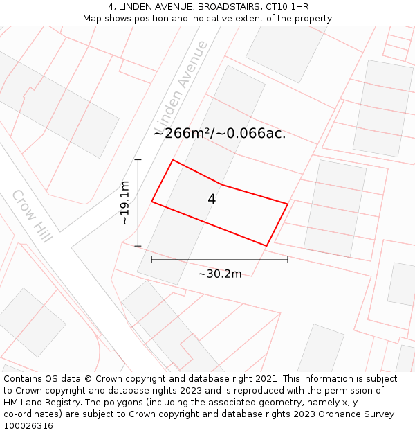 4, LINDEN AVENUE, BROADSTAIRS, CT10 1HR: Plot and title map