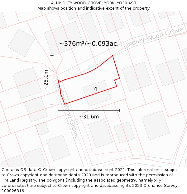 4, LINDLEY WOOD GROVE, YORK, YO30 4SR: Plot and title map