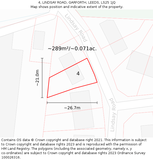 4, LINDSAY ROAD, GARFORTH, LEEDS, LS25 1JQ: Plot and title map