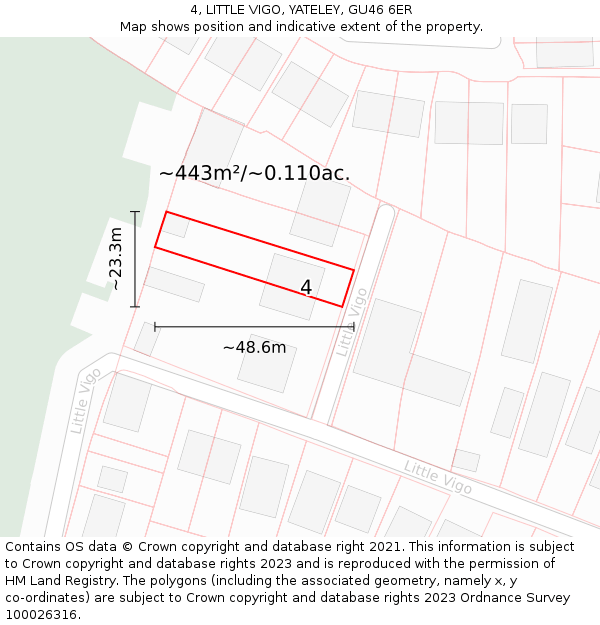 4, LITTLE VIGO, YATELEY, GU46 6ER: Plot and title map