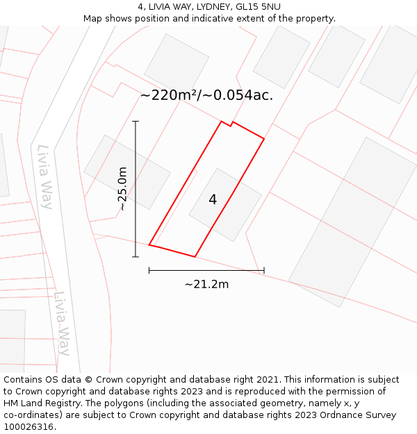 4, LIVIA WAY, LYDNEY, GL15 5NU: Plot and title map