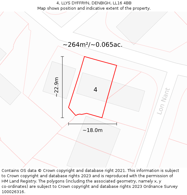 4, LLYS DYFFRYN, DENBIGH, LL16 4BB: Plot and title map