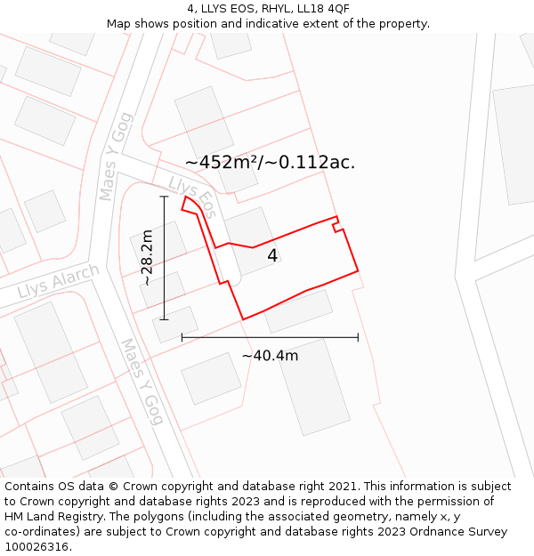 4, LLYS EOS, RHYL, LL18 4QF: Plot and title map