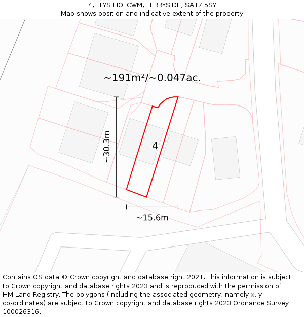 4, LLYS HOLCWM, FERRYSIDE, SA17 5SY: Plot and title map