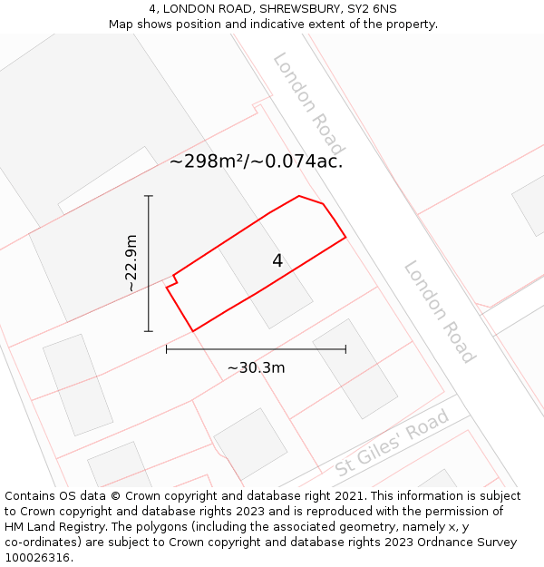 4, LONDON ROAD, SHREWSBURY, SY2 6NS: Plot and title map