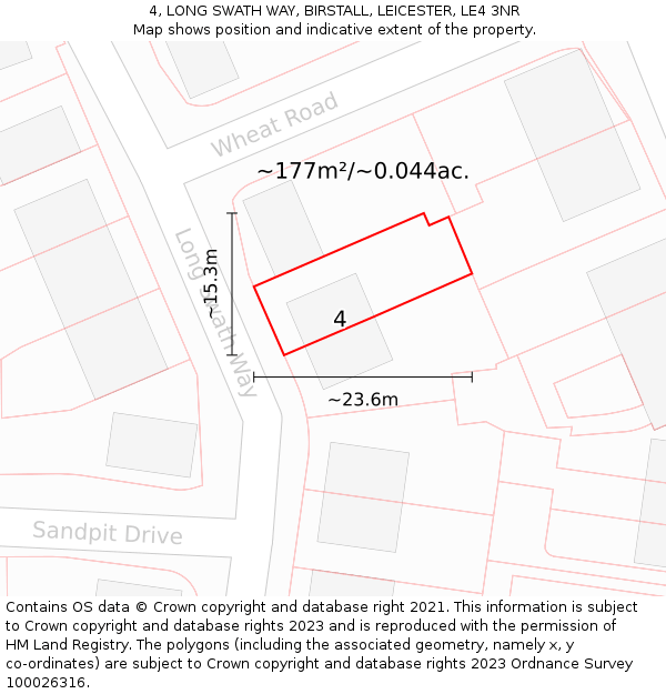 4, LONG SWATH WAY, BIRSTALL, LEICESTER, LE4 3NR: Plot and title map