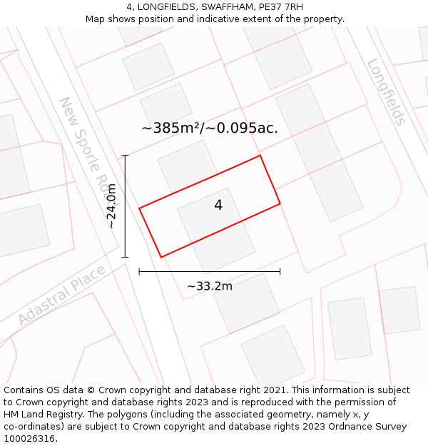 4, LONGFIELDS, SWAFFHAM, PE37 7RH: Plot and title map