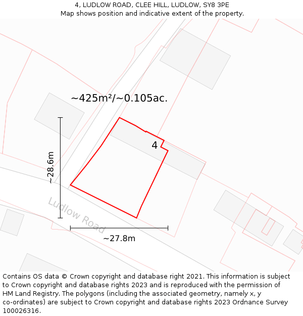 4, LUDLOW ROAD, CLEE HILL, LUDLOW, SY8 3PE: Plot and title map