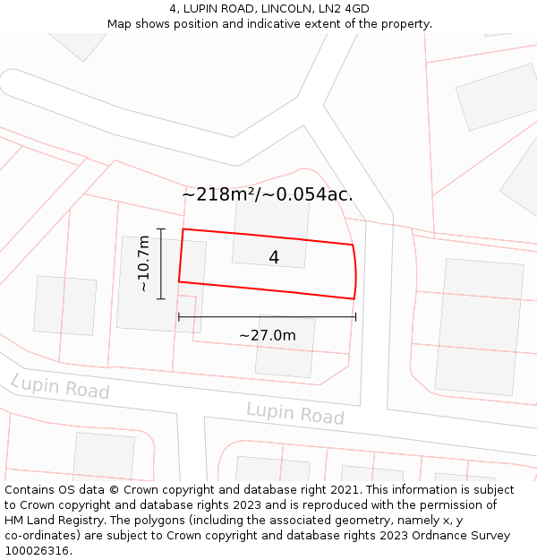 4, LUPIN ROAD, LINCOLN, LN2 4GD: Plot and title map