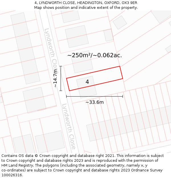 4, LYNDWORTH CLOSE, HEADINGTON, OXFORD, OX3 9ER: Plot and title map