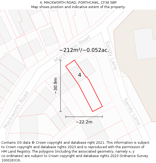 4, MACKWORTH ROAD, PORTHCAWL, CF36 5BP: Plot and title map