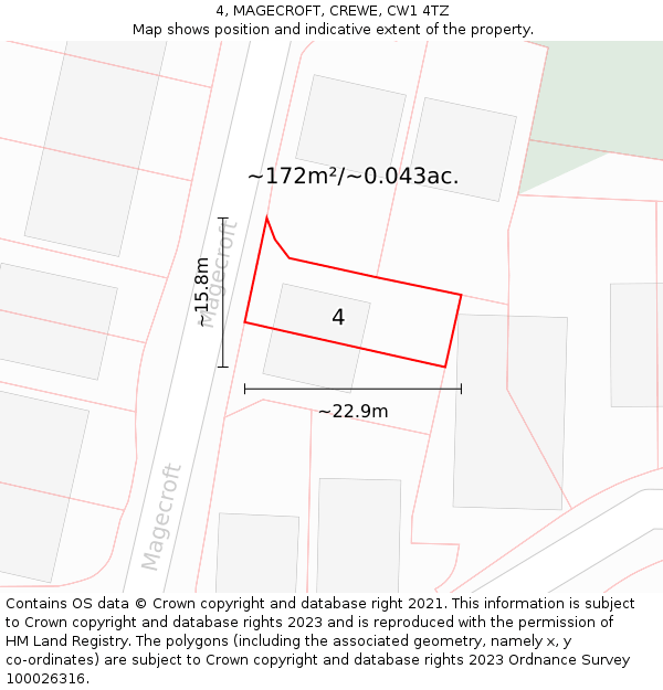 4, MAGECROFT, CREWE, CW1 4TZ: Plot and title map