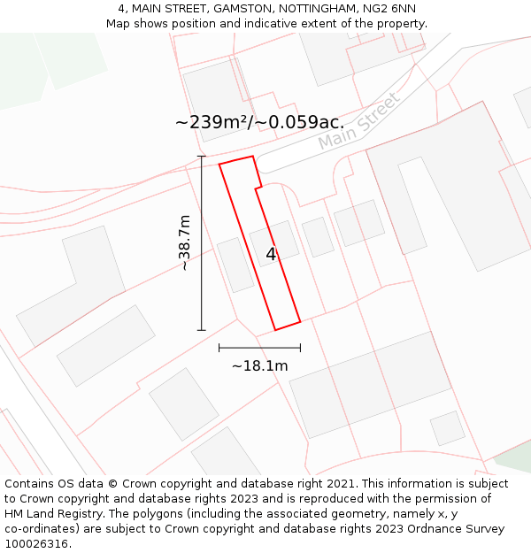 4, MAIN STREET, GAMSTON, NOTTINGHAM, NG2 6NN: Plot and title map