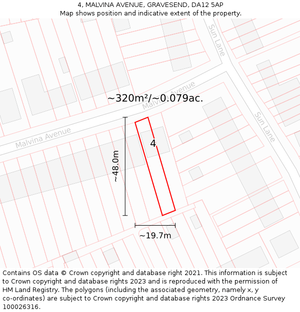 4, MALVINA AVENUE, GRAVESEND, DA12 5AP: Plot and title map