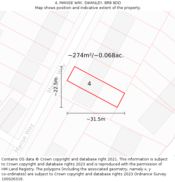 4, MANSE WAY, SWANLEY, BR8 8DD: Plot and title map