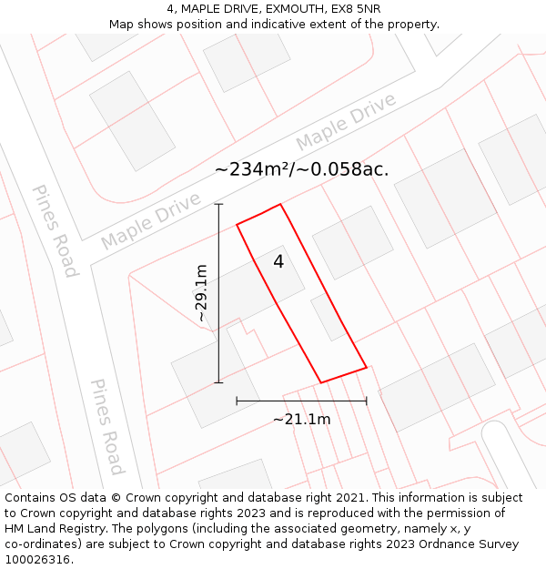 4, MAPLE DRIVE, EXMOUTH, EX8 5NR: Plot and title map