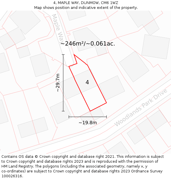 4, MAPLE WAY, DUNMOW, CM6 1WZ: Plot and title map