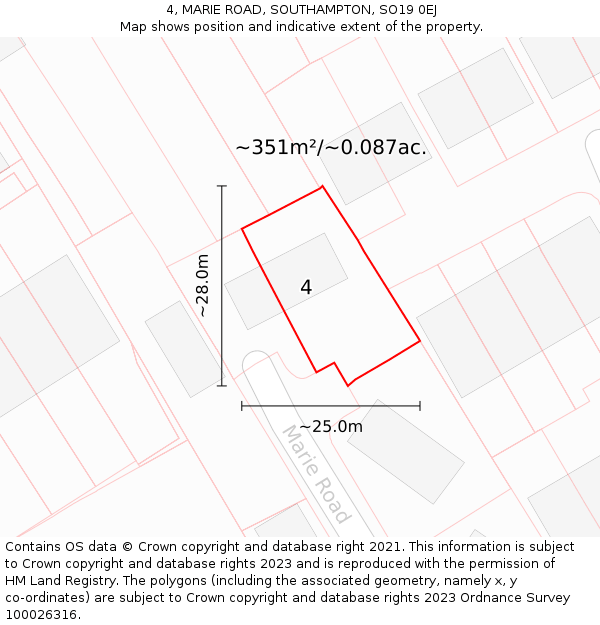 4, MARIE ROAD, SOUTHAMPTON, SO19 0EJ: Plot and title map