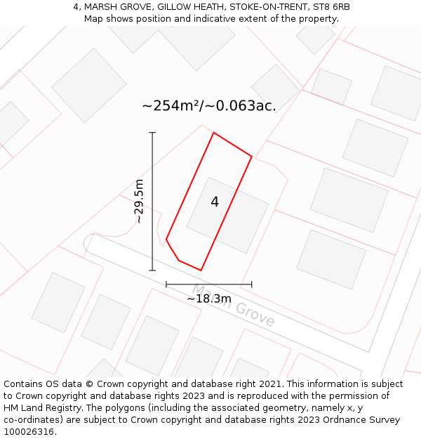 4, MARSH GROVE, GILLOW HEATH, STOKE-ON-TRENT, ST8 6RB: Plot and title map