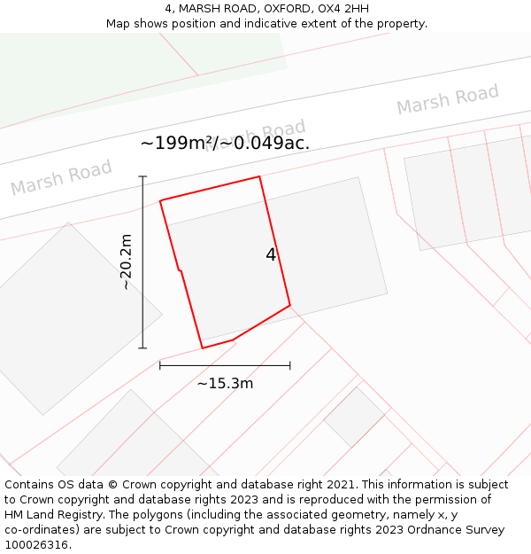 4, MARSH ROAD, OXFORD, OX4 2HH: Plot and title map