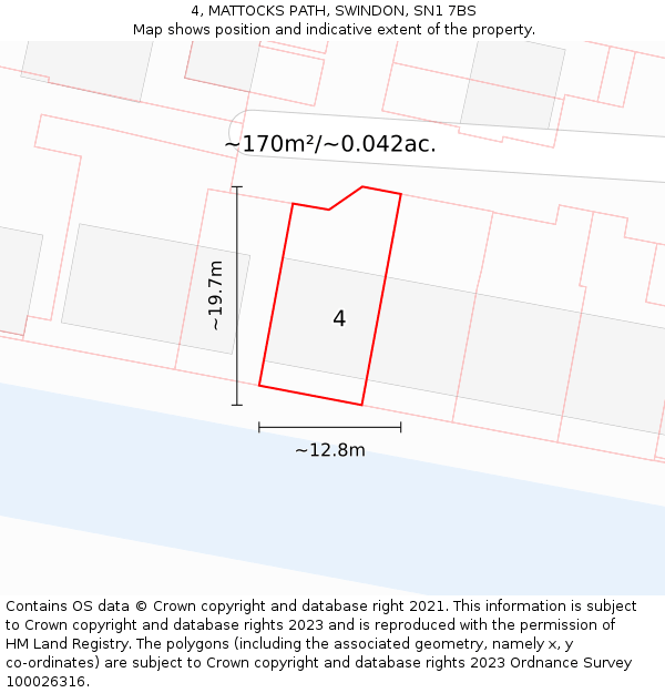 4, MATTOCKS PATH, SWINDON, SN1 7BS: Plot and title map