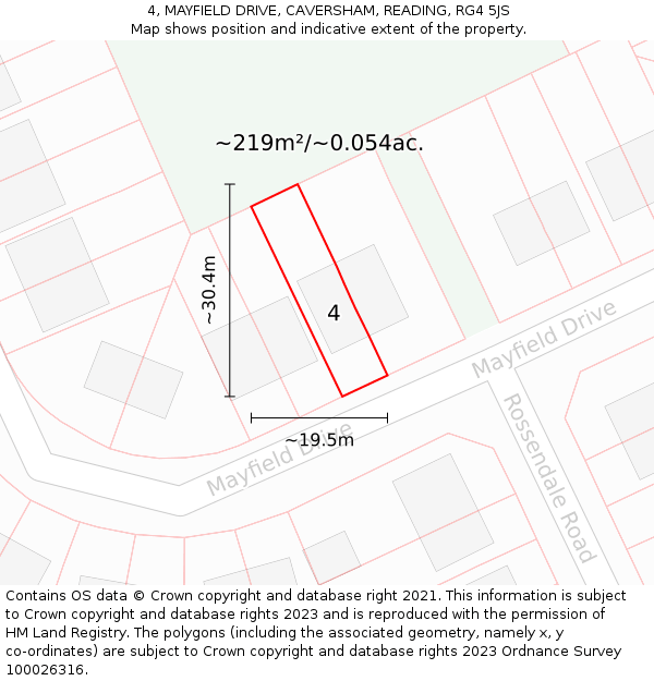 4, MAYFIELD DRIVE, CAVERSHAM, READING, RG4 5JS: Plot and title map