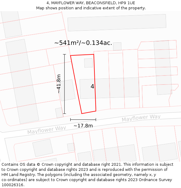 4, MAYFLOWER WAY, BEACONSFIELD, HP9 1UE: Plot and title map