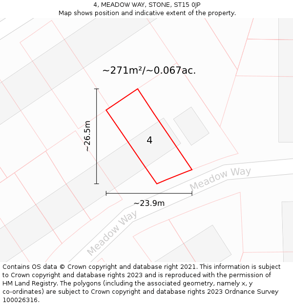 4, MEADOW WAY, STONE, ST15 0JP: Plot and title map