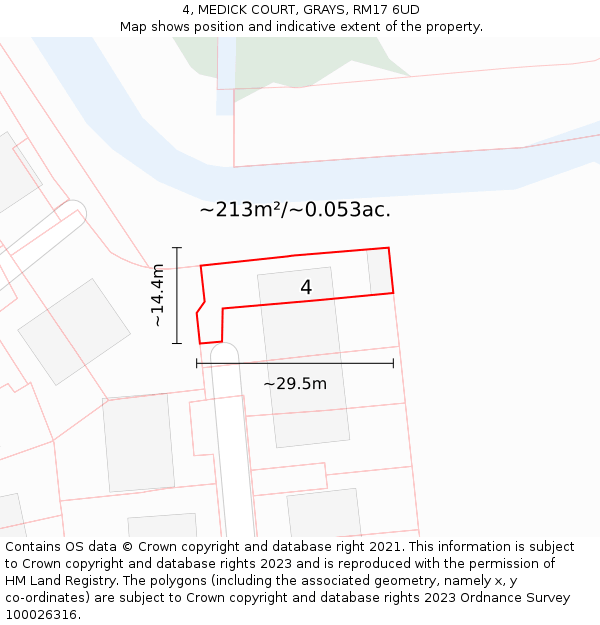 4, MEDICK COURT, GRAYS, RM17 6UD: Plot and title map