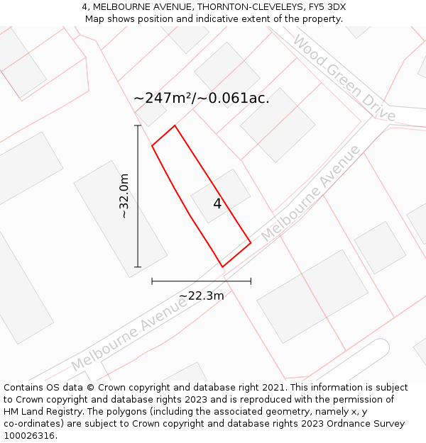 4, MELBOURNE AVENUE, THORNTON-CLEVELEYS, FY5 3DX: Plot and title map