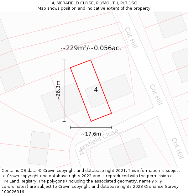 4, MERAFIELD CLOSE, PLYMOUTH, PL7 1SG: Plot and title map