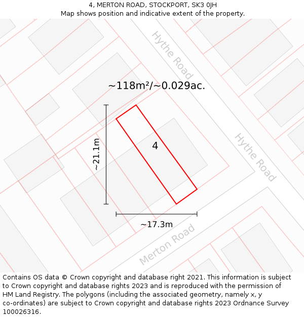 4, MERTON ROAD, STOCKPORT, SK3 0JH: Plot and title map