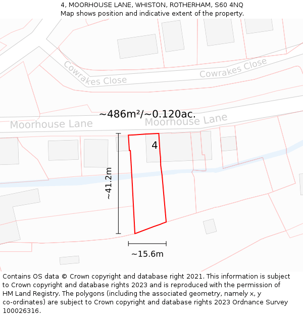 4, MOORHOUSE LANE, WHISTON, ROTHERHAM, S60 4NQ: Plot and title map