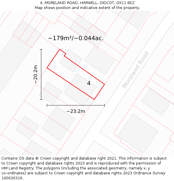 4, MORELAND ROAD, HARWELL, DIDCOT, OX11 6EZ: Plot and title map