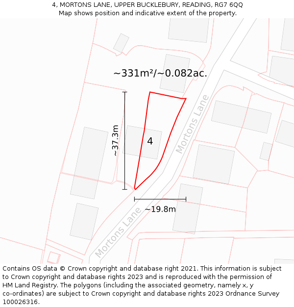 4, MORTONS LANE, UPPER BUCKLEBURY, READING, RG7 6QQ: Plot and title map