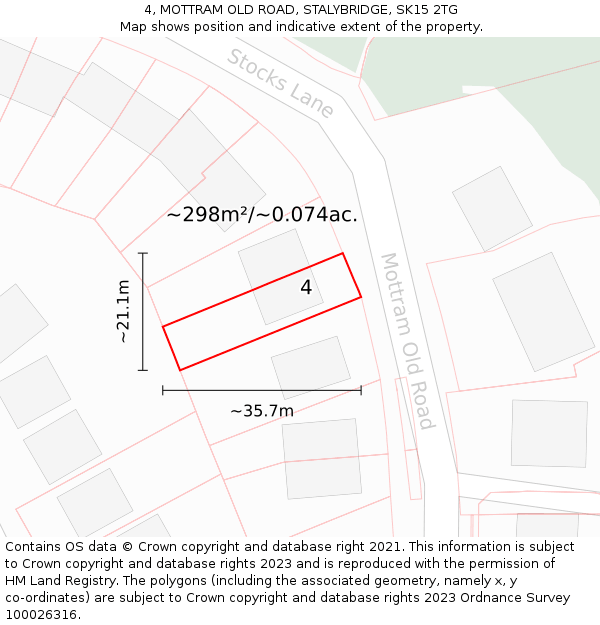 4, MOTTRAM OLD ROAD, STALYBRIDGE, SK15 2TG: Plot and title map