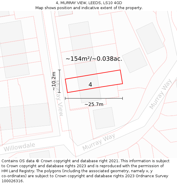 4, MURRAY VIEW, LEEDS, LS10 4GD: Plot and title map