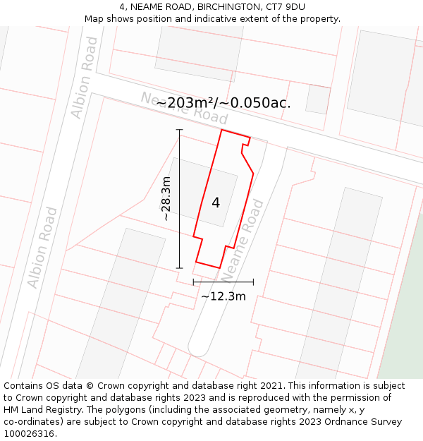 4, NEAME ROAD, BIRCHINGTON, CT7 9DU: Plot and title map