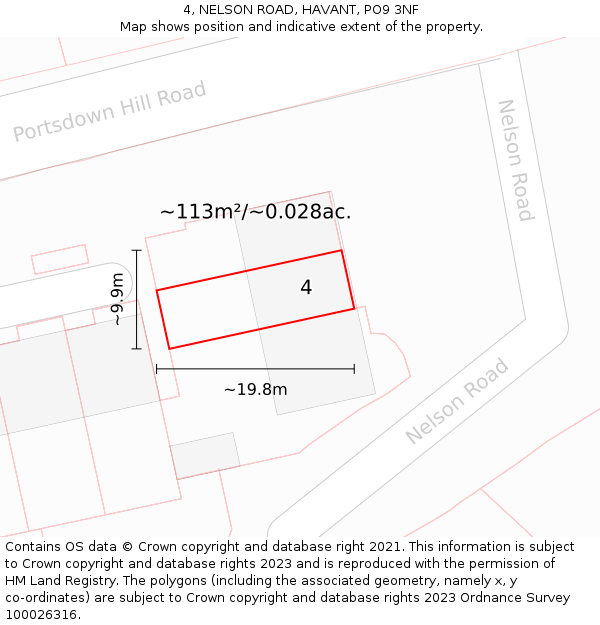 4, NELSON ROAD, HAVANT, PO9 3NF: Plot and title map