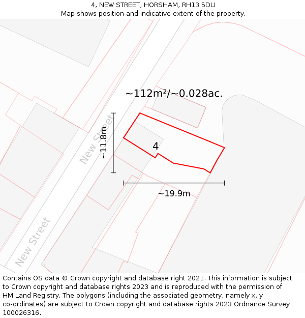 4, NEW STREET, HORSHAM, RH13 5DU: Plot and title map