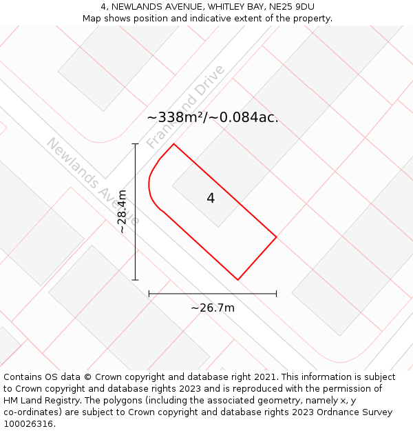 4, NEWLANDS AVENUE, WHITLEY BAY, NE25 9DU: Plot and title map