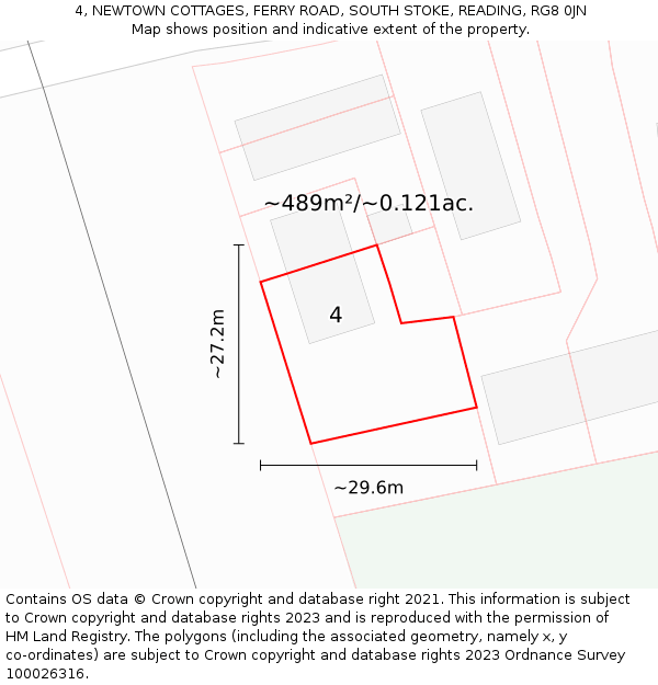 4, NEWTOWN COTTAGES, FERRY ROAD, SOUTH STOKE, READING, RG8 0JN: Plot and title map