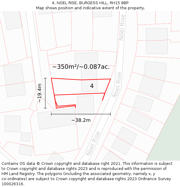 4, NOEL RISE, BURGESS HILL, RH15 8BP: Plot and title map