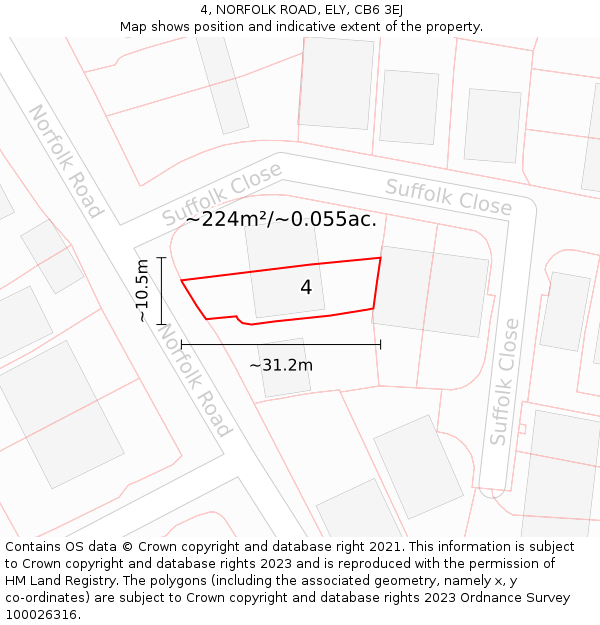 4, NORFOLK ROAD, ELY, CB6 3EJ: Plot and title map