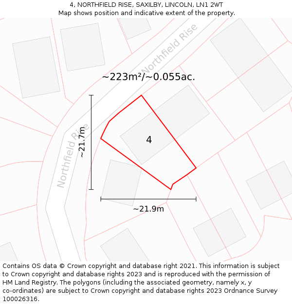 4, NORTHFIELD RISE, SAXILBY, LINCOLN, LN1 2WT: Plot and title map