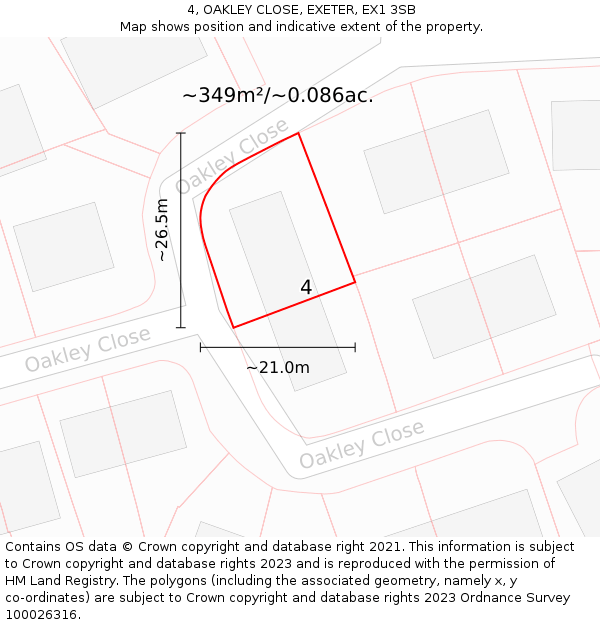 4, OAKLEY CLOSE, EXETER, EX1 3SB: Plot and title map