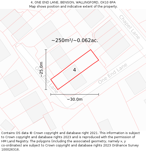 4, ONE END LANE, BENSON, WALLINGFORD, OX10 6PA: Plot and title map