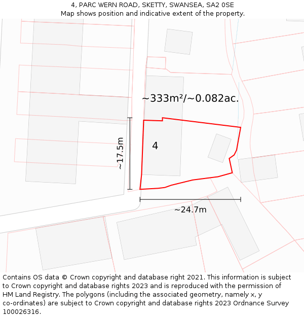 4, PARC WERN ROAD, SKETTY, SWANSEA, SA2 0SE: Plot and title map